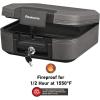 imageSentrySafe Charcoal Gray Fireproof and Waterproof Safe Box with Key Lock Portable Chest for Money Passport 028 Cubic Feet 66 x 154 x 143 Inches CHW2022112 Hr Fireproff  Interior Light