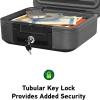 imageSentrySafe Charcoal Gray Fireproof and Waterproof Safe Box with Key Lock Portable Chest for Money Passport 028 Cubic Feet 66 x 154 x 143 Inches CHW202211 Hr Fireproff  No lid Straps