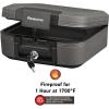 imageSentrySafe Charcoal Gray Fireproof and Waterproof Safe Box with Key Lock Portable Chest for Money Passport 028 Cubic Feet 66 x 154 x 143 Inches CHW202211 Hr Fireproff  No lid Straps