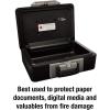 imageSentrySafe Fireproof Money Safe with Key Lock Black Lock Box with Portable Carrying Handle for Travel Exterior 143 in W x 112 in D x 61 in H 1200Fire resistant box