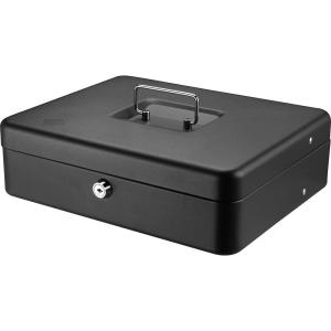 imageSentrySafe Black Money Saving Box with Cash Tray and Key Lock Portable Safe Box with Carrying Handle 021 Cubic Feet 375 x 12 x 93 Inches CB12Cash Box