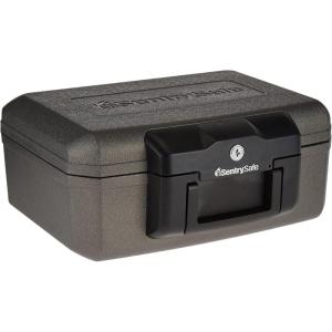 imageSentrySafe Fireproof Money Safe with Key Lock Black Lock Box with Portable Carrying Handle for Travel Exterior 143 in W x 112 in D x 61 in H 1200Fire resistant box with bolt down kit