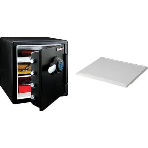 imageSentrySafe Fireproof and Waterproof Black Steel Home Safe with Dial Combination Lock for Cash or Documents 123 Cubic Feet 178 x 163 x 193 x Inches SFW123CUDigital Keypad  interior light