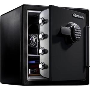 imageSentrySafe Fireproof and Waterproof Black Steel Home Safe with Dial Combination Lock for Cash or Documents 123 Cubic Feet 178 x 163 x 193 x Inches SFW123CUDigital Keypad  shelf only