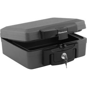imageSentrySafe Fireproof and Waterproof Safe Black Portable Lock Box with Key Lock and Carrying Handle for Money Passport Exterior 143 in W x 13 in D x 61 in H H0100Safe
