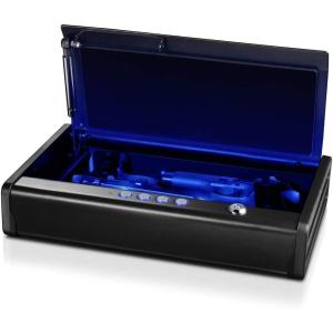 imageSentrySafe Gun Safe with Digital Keypad Lock Pistol Safe with Capacity for One Handgun Firearm Storage with Bolt Down Kit for Home Car QAP1E2 Gun Capacity  Interior Light